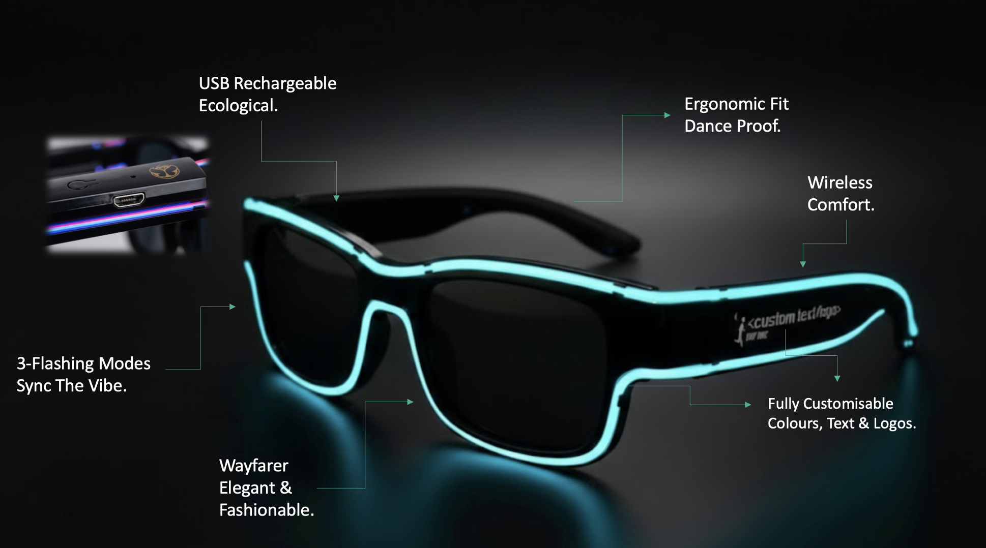 GGR Illumination Wayfarers — Illuminations glasses with annotated features