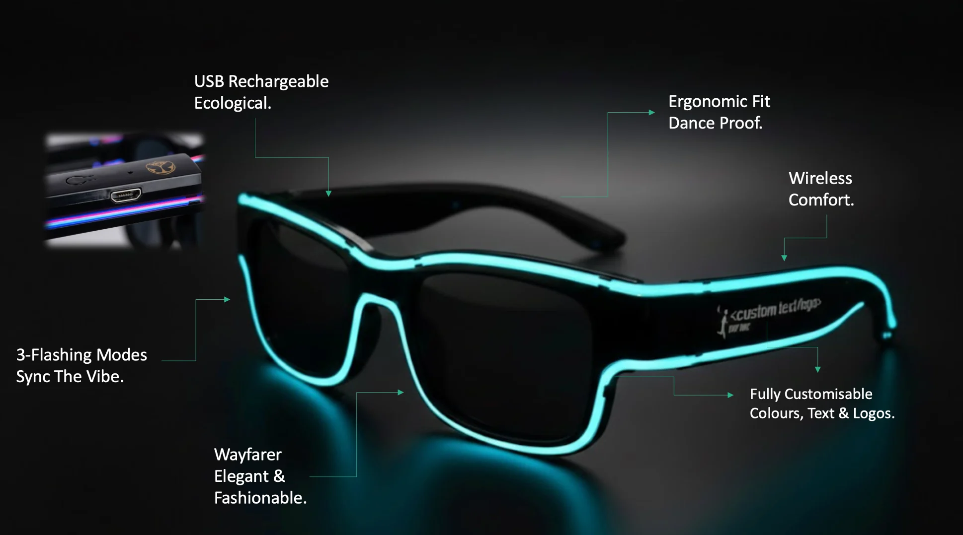 GGR Illumination Wayfarers — Illuminations glasses with annotated features