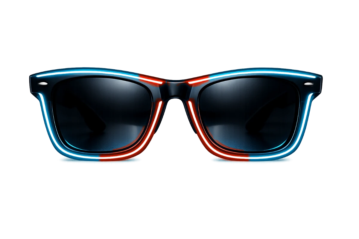 GGR Illuminations light-up glasses glowing in neon colours